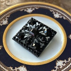Vintage Blackened Victorian Mourning Brooch
